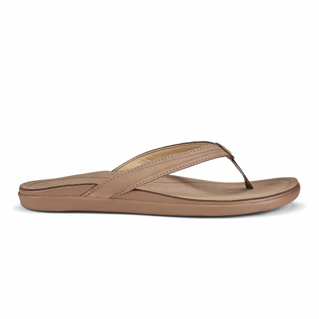 Olukai Women's Aukai Flip Flop - Tan US612-859